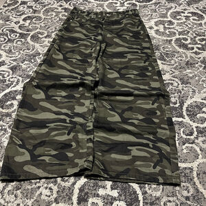 Jnco style baggy Wide Leg Camo Pants M Green Black